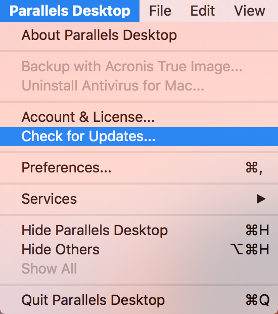 Running parallels on a mac